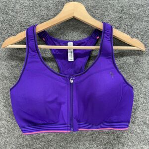 Danskin Now Activewear Sport Bra Women 40C Blue Full Zip Push Up Racerback